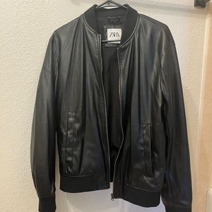 Zara Leather Bomber Jacket